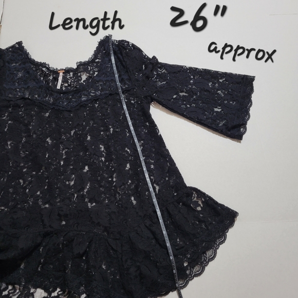 Free People black lace ruffle top - Picture 6 of 10